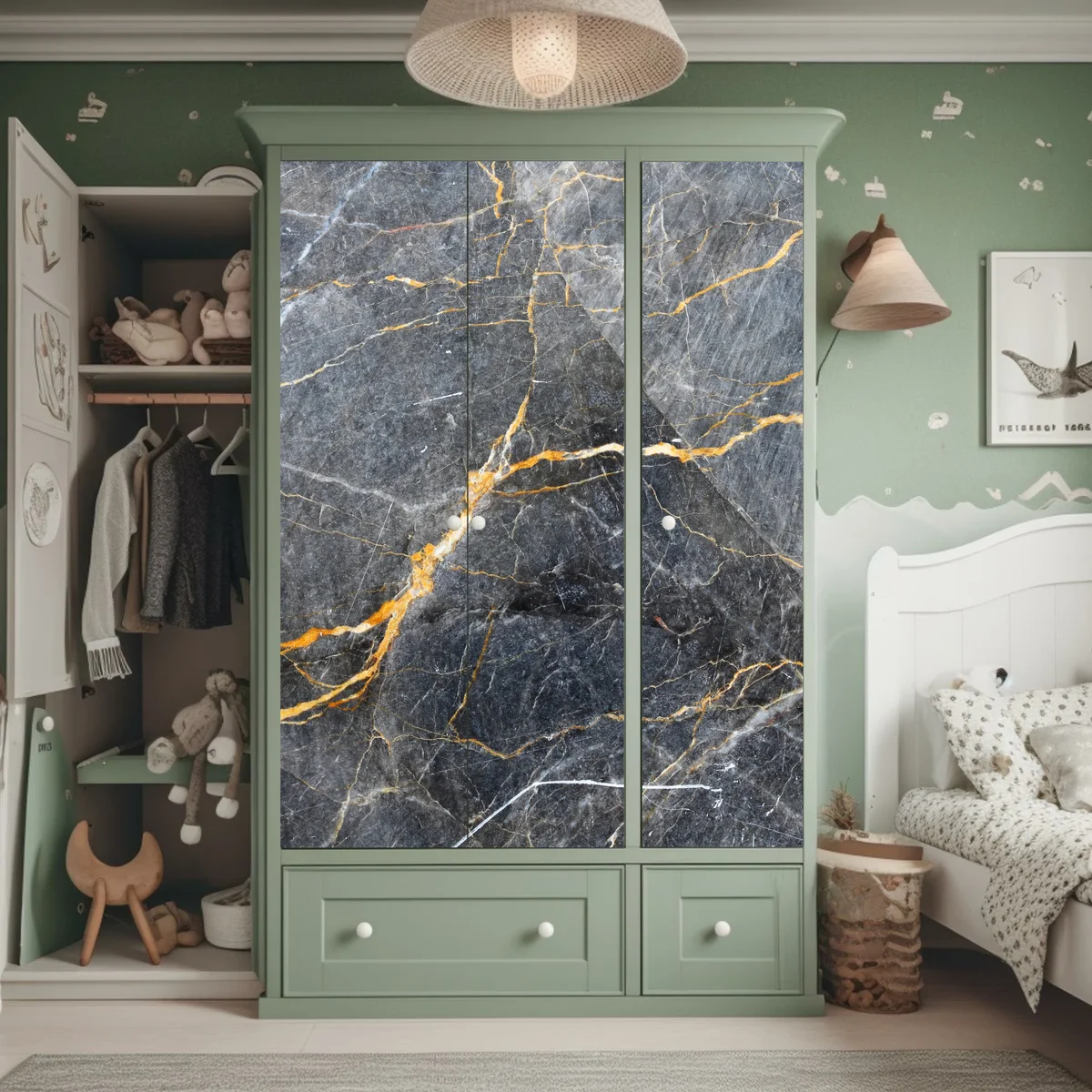 Schrankaufkleber dunkelgrauer marmor mit goldenen adern Schrankaufkleber dunkelgrauer marmor mit goldenen adern