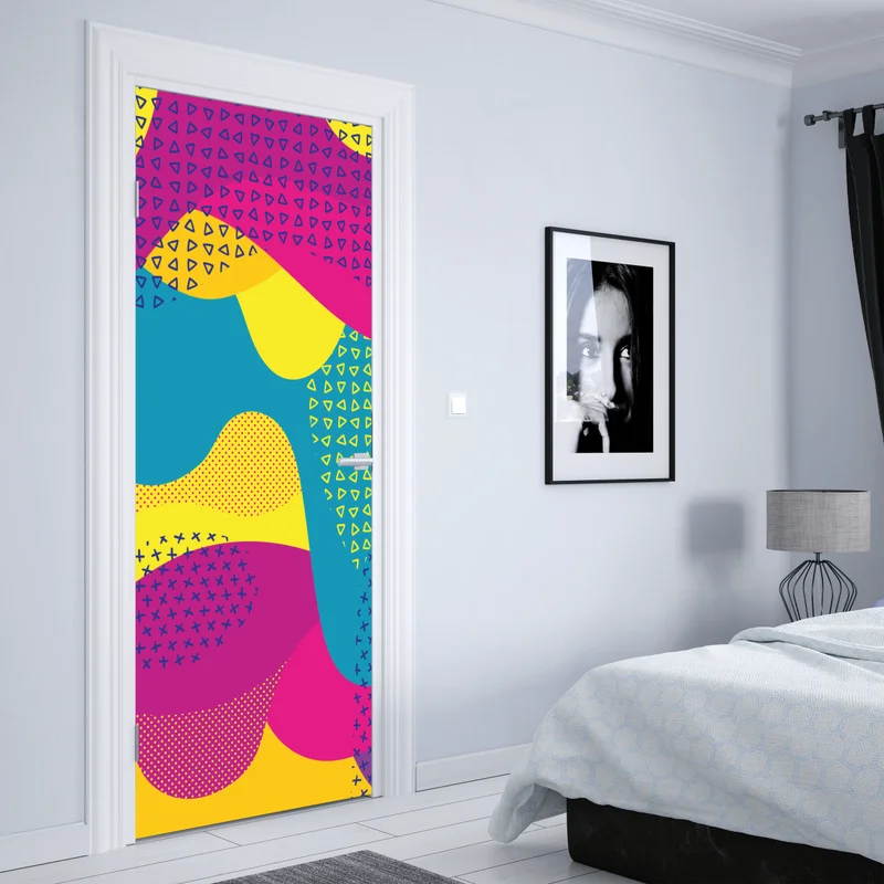 Türaufkleber leuchtendes abstraktes wellenmuster Türaufkleber leuchtendes abstraktes wellenmuster