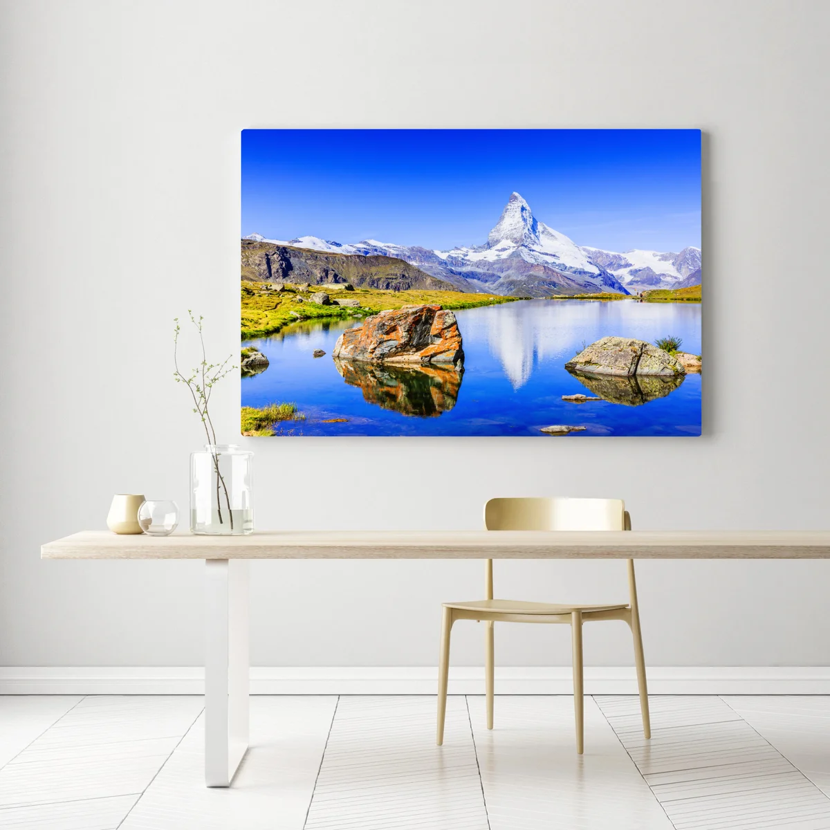 Leinwandbild Matterhorn spiegelung am Stellisee, Zermatt Leinwandbild Matterhorn spiegelung am Stellisee, Zermatt
