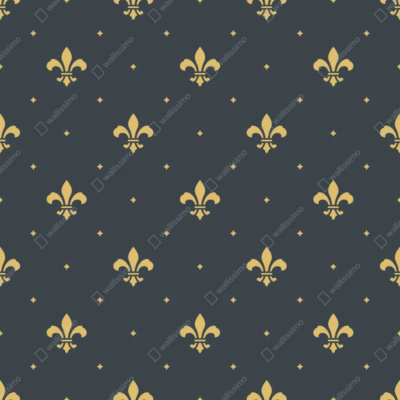 Repositionierbarer Aufkleber goldenes lilienmuster auf dunklem hintergrund Repositionierbarer Aufkleber goldenes lilienmuster auf dunklem hintergrund