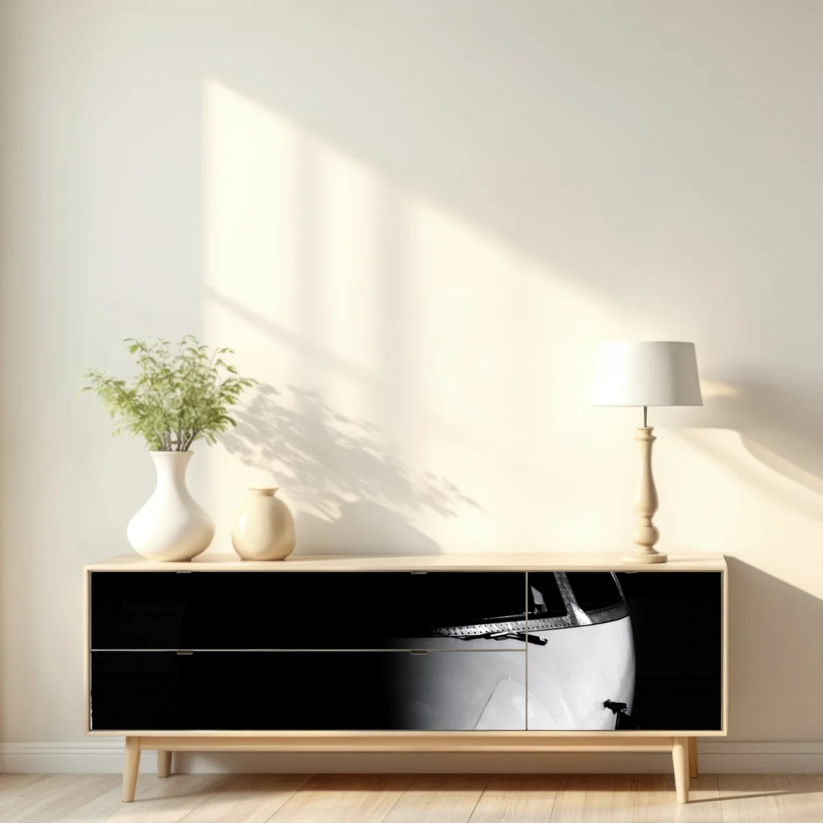 Repositionierbarer Aufkleber monochromes porträt der flugzeugnase Repositionierbarer Aufkleber monochromes porträt der flugzeugnase