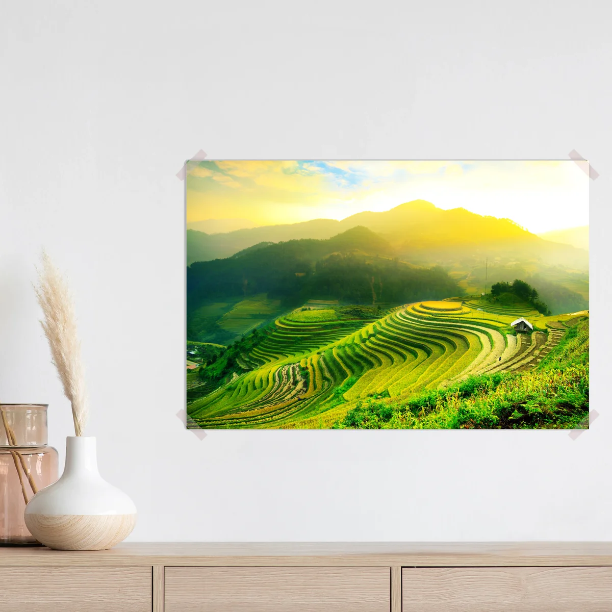 Poster goldene reisterrassen im morgenlicht Poster goldene reisterrassen im morgenlicht