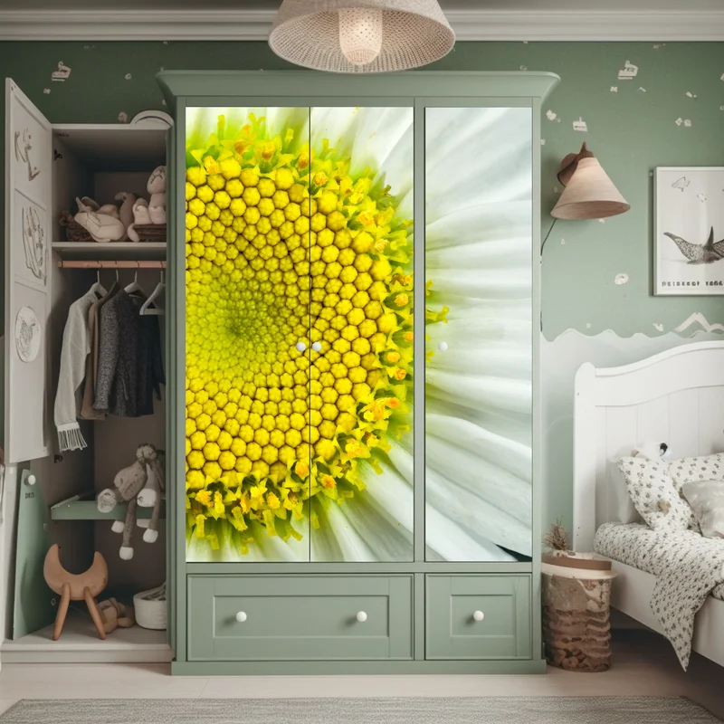 Schrankaufkleber makro gänseblümchen spiralmuster