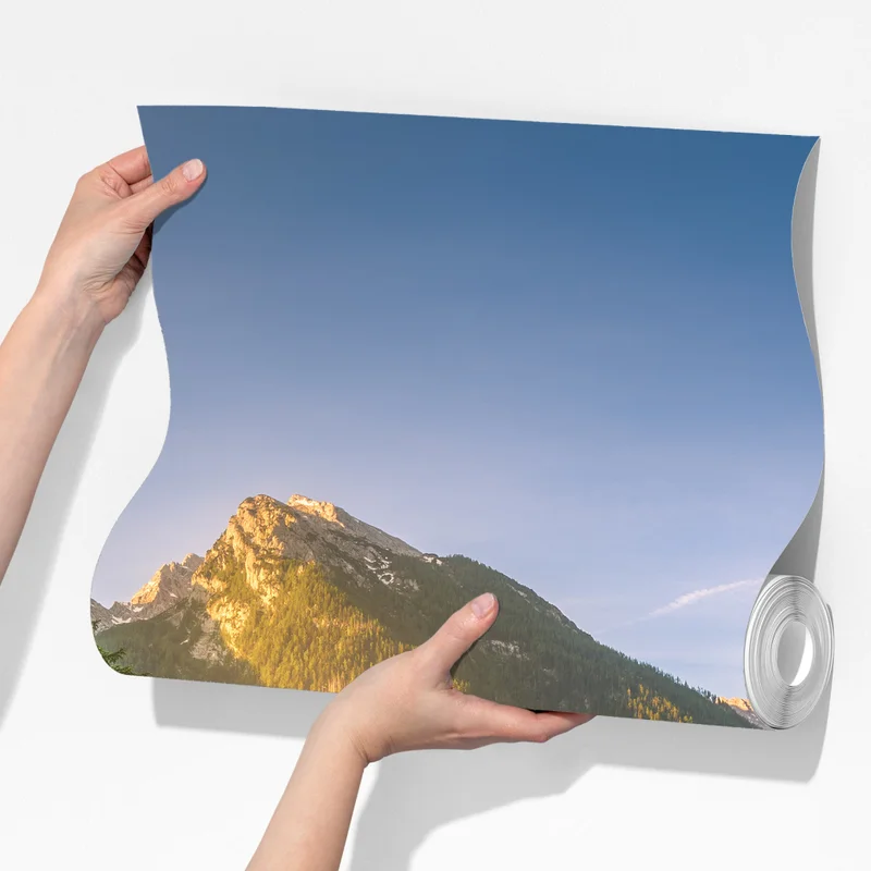 Fototapeta alpejskie jezioro o wschodzie słońca z lustrzanym odbiciem Fototapeta alpejskie jezioro o wschodzie słońca z lustrzanym odbiciem