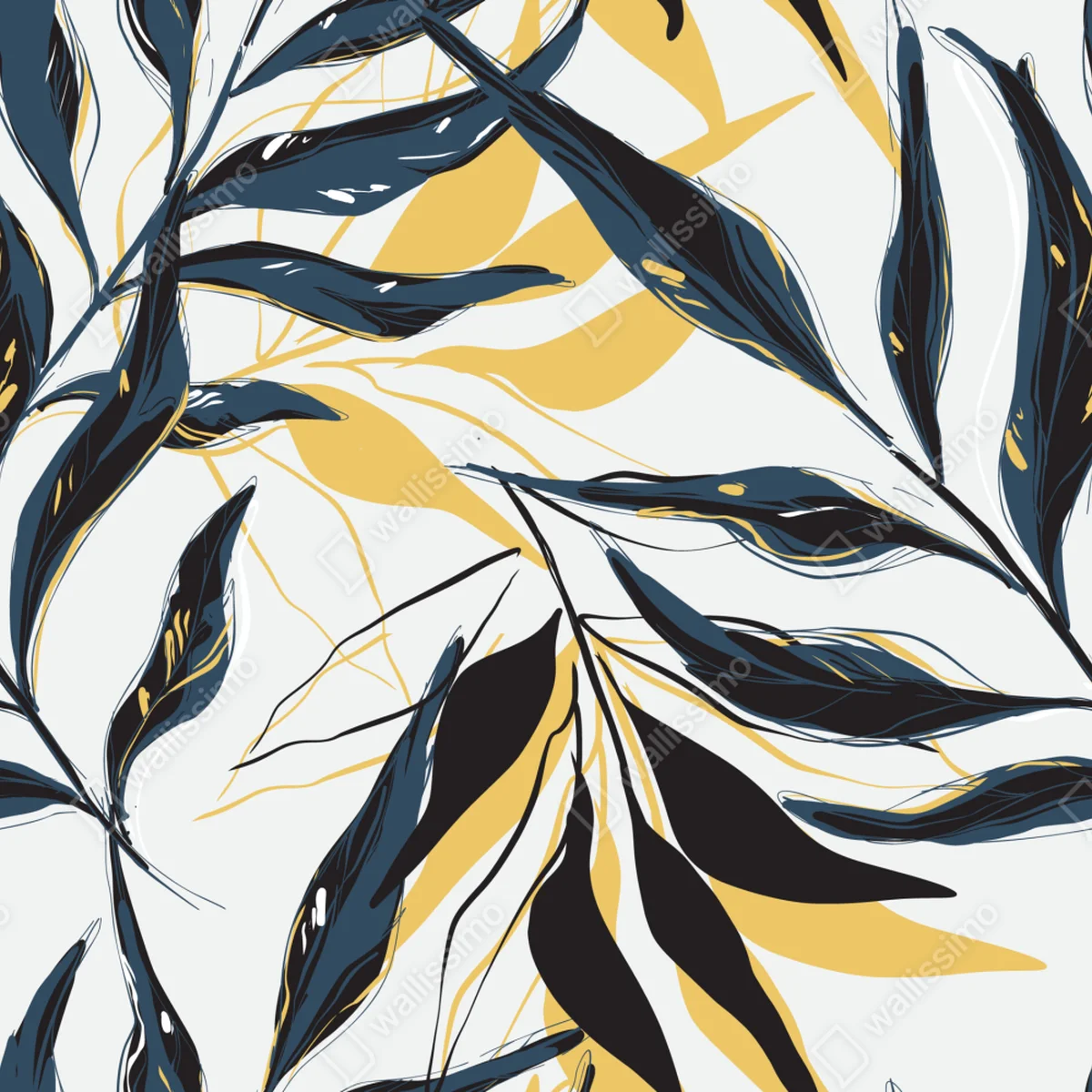 Schrankaufkleber marineblaue und goldene botanische blattkomposition Schrankaufkleber marineblaue und goldene botanische blattkomposition