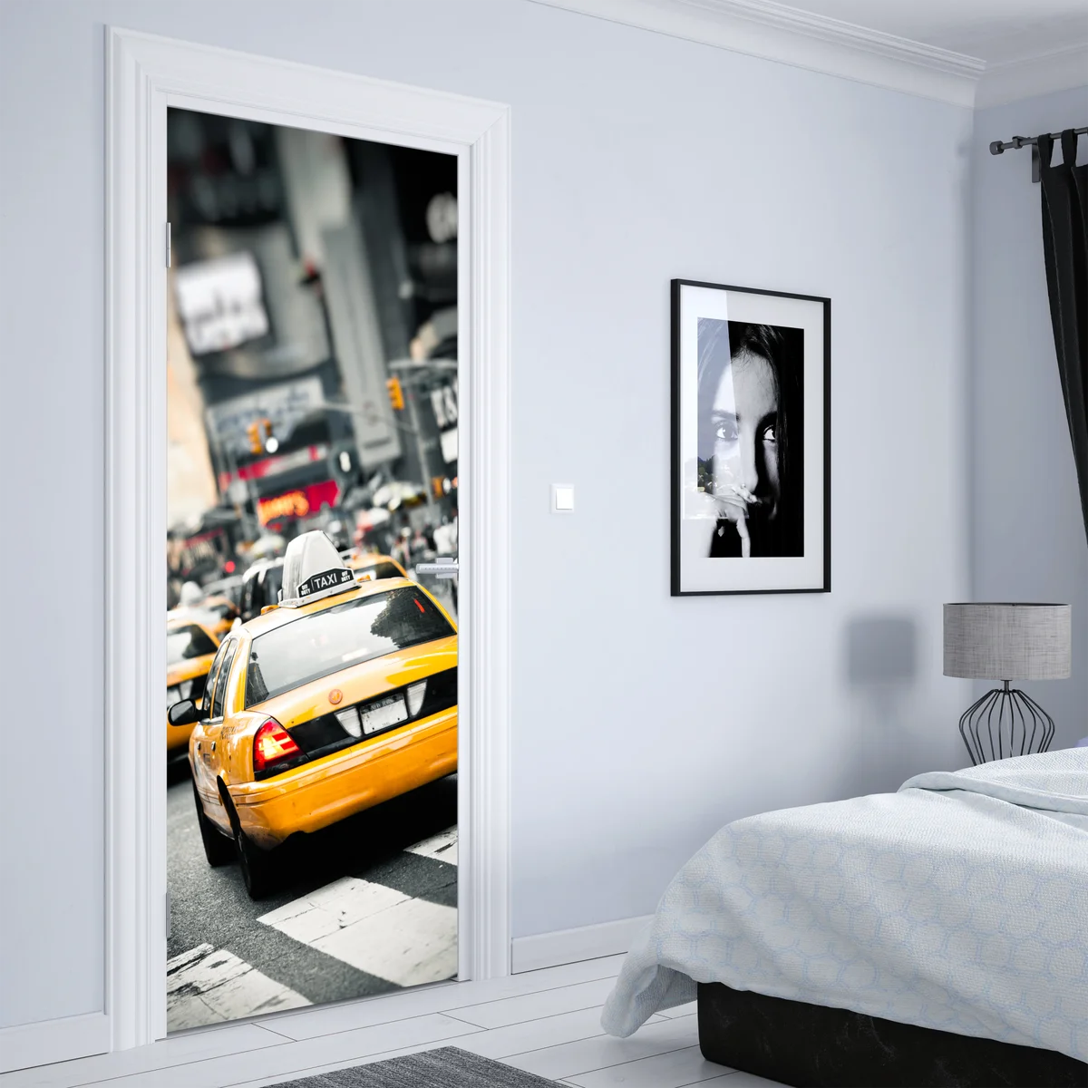 Türaufkleber gelbes taxi in den straßen von New York Türaufkleber gelbes taxi in den straßen von New York