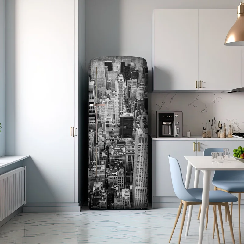 Kühlschrankaufkleber schwarzweiße stadtsilhouette Kühlschrankaufkleber schwarzweiße stadtsilhouette