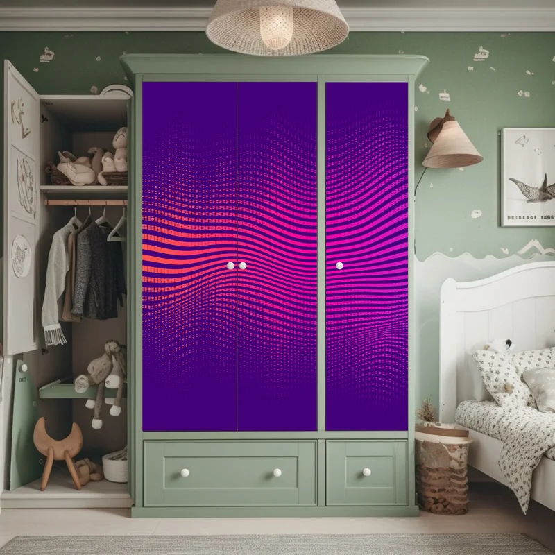 Schrankaufkleber leuchtendes verlauf-wellenmuster