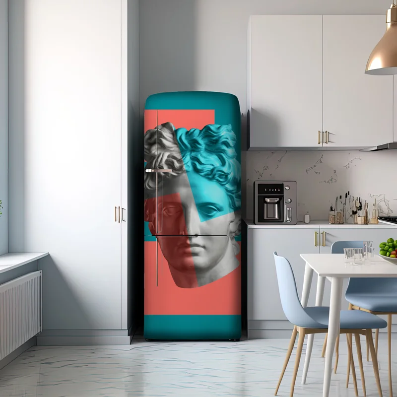 Kühlschrankaufkleber duotone klassische büste im collage-stil Kühlschrankaufkleber duotone klassische büste im collage-stil