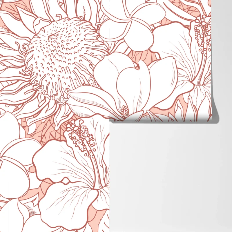 Fototapete zartes korallenfarbenes blumenmuster Fototapete zartes korallenfarbenes blumenmuster