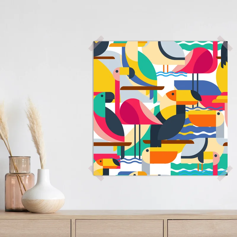 Poster tropisches geometrisches vogelmuster Poster tropisches geometrisches vogelmuster