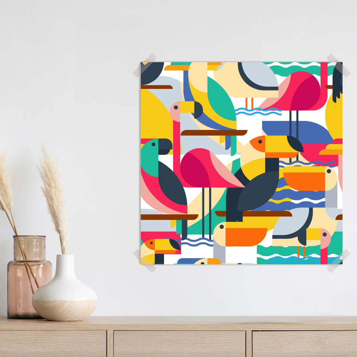 Poster tropisches geometrisches vogelmuster Poster tropisches geometrisches vogelmuster