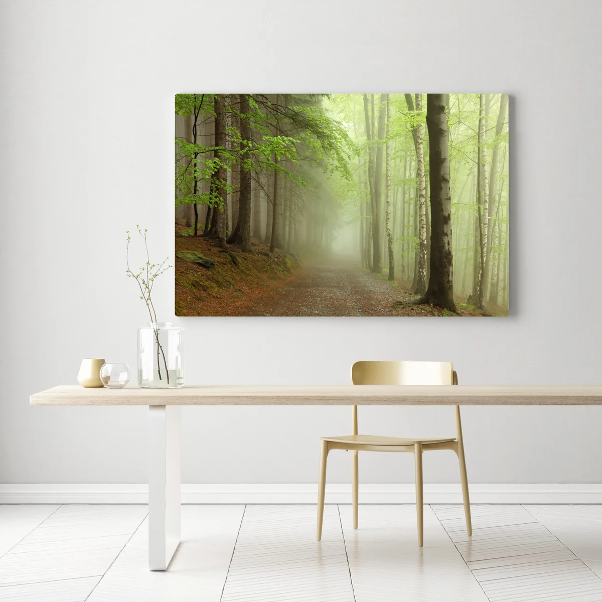 Leinwandbild nebliger waldpfad Leinwandbild nebliger waldpfad