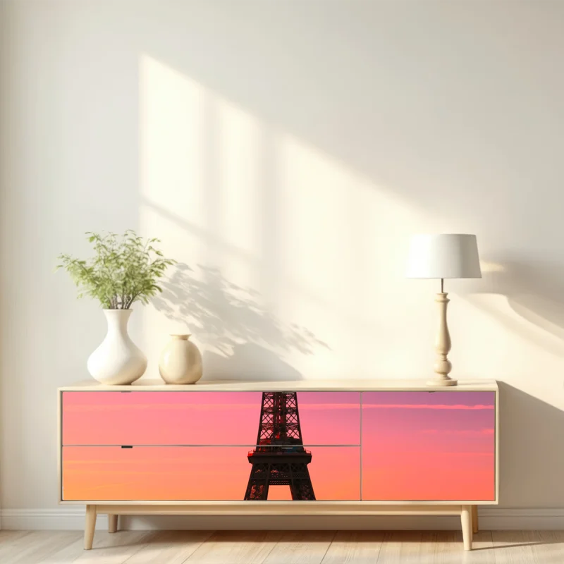 Repositionierbarer Aufkleber sonnenaufgang über dem Eiffelturm Repositionierbarer Aufkleber sonnenaufgang über dem Eiffelturm