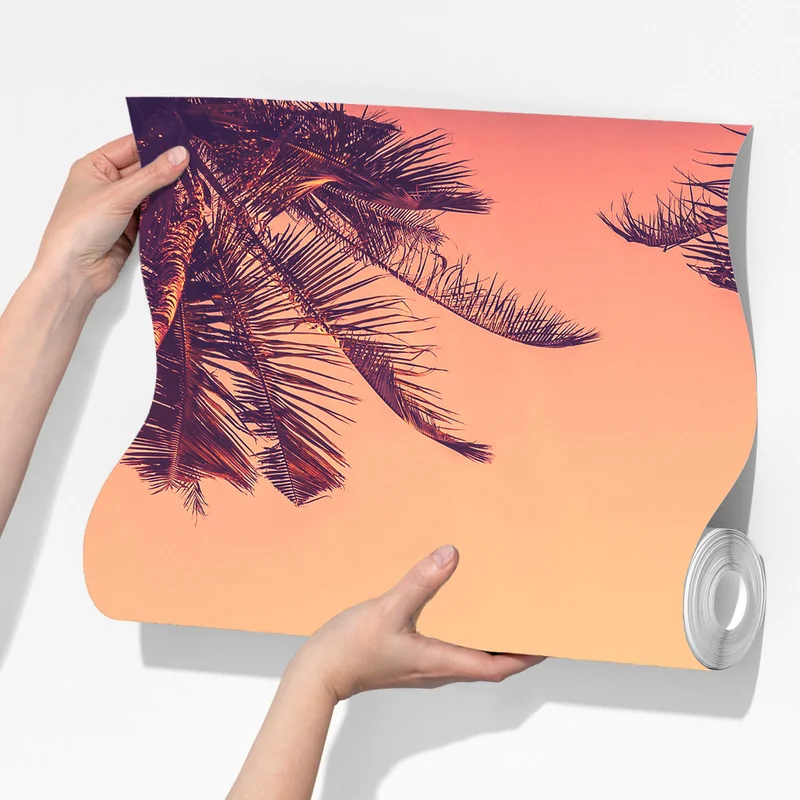 Fototapete vintage tropischer sonnenuntergang mit palmen Fototapete vintage tropischer sonnenuntergang mit palmen