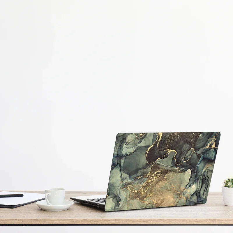Laptop-Aufkleber türkis und gold fließende abstraktion
