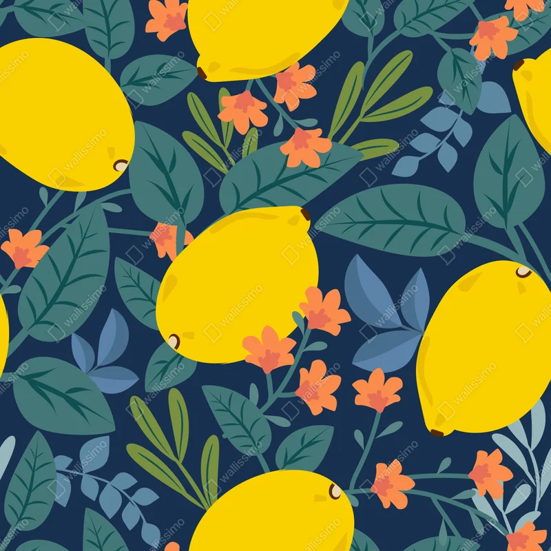 Türaufkleber leuchtendes botanisches zitronenmuster Türaufkleber leuchtendes botanisches zitronenmuster