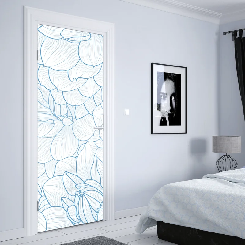 Türaufkleber zartes blaues blumenmuster Türaufkleber zartes blaues blumenmuster