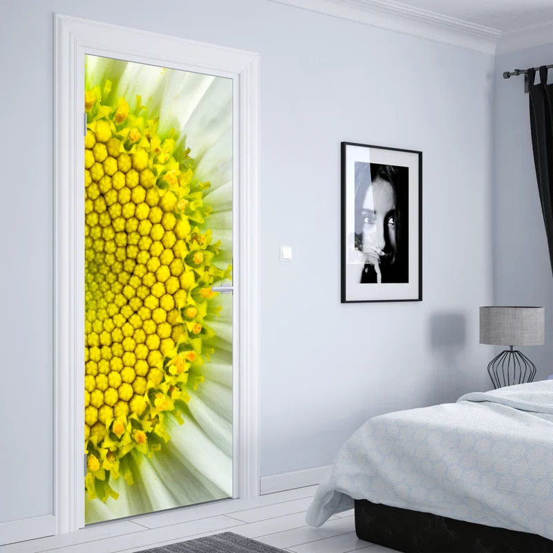 Türaufkleber makro gänseblümchen spiralmuster Türaufkleber makro gänseblümchen spiralmuster