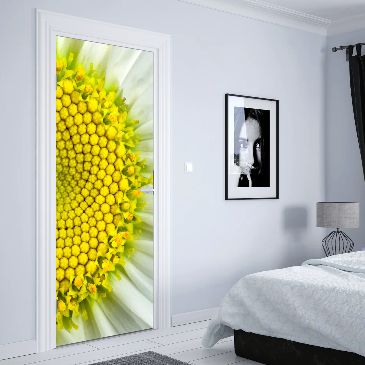 Türaufkleber makro gänseblümchen spiralmuster Türaufkleber makro gänseblümchen spiralmuster