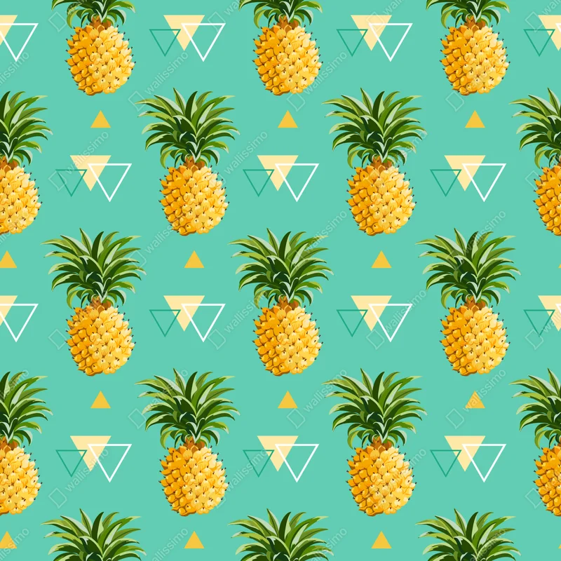 Repositionierbarer Aufkleber tropisches ananasmuster auf türkisfarbenem hintergrund Repositionierbarer Aufkleber tropisches ananasmuster auf türkisfarbenem hintergrund