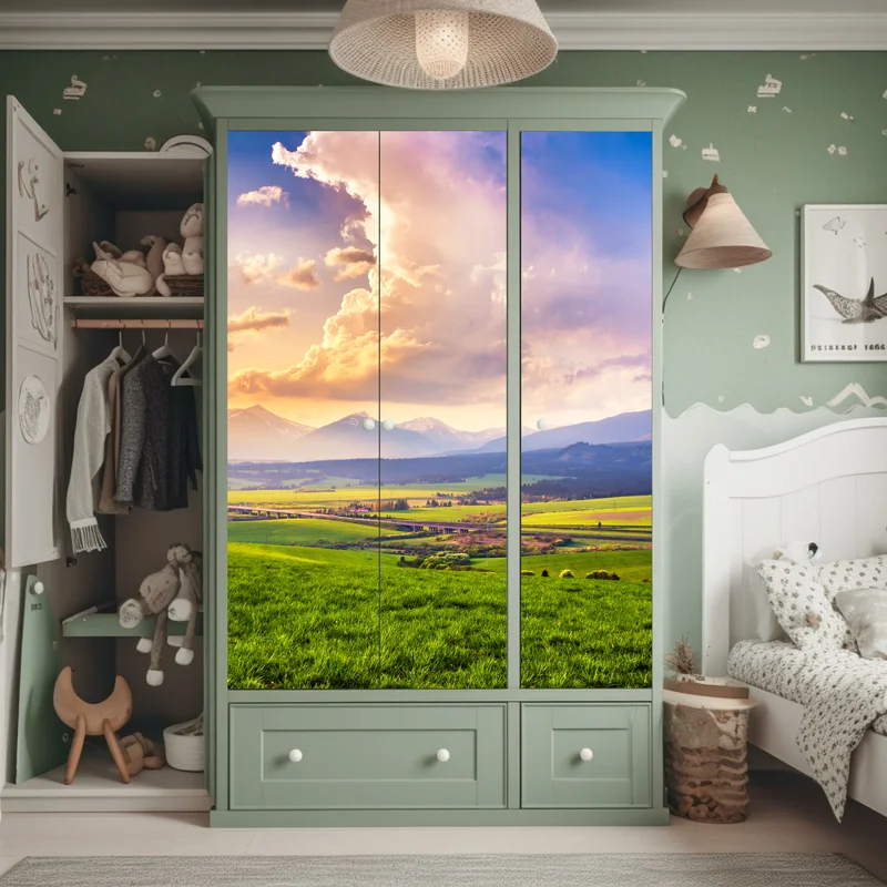 Schrankaufkleber frühlingshafte panoramalandschaft der Tatra, Slowakei Schrankaufkleber frühlingshafte panoramalandschaft der Tatra, Slowakei