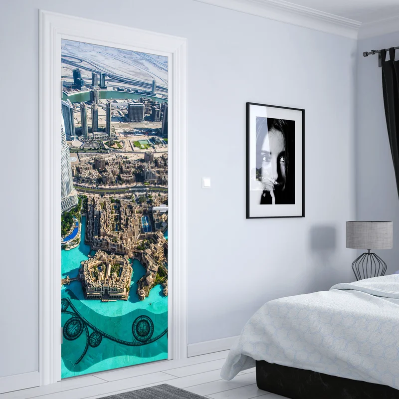 Türaufkleber luftaufnahme von Downtown Dubai