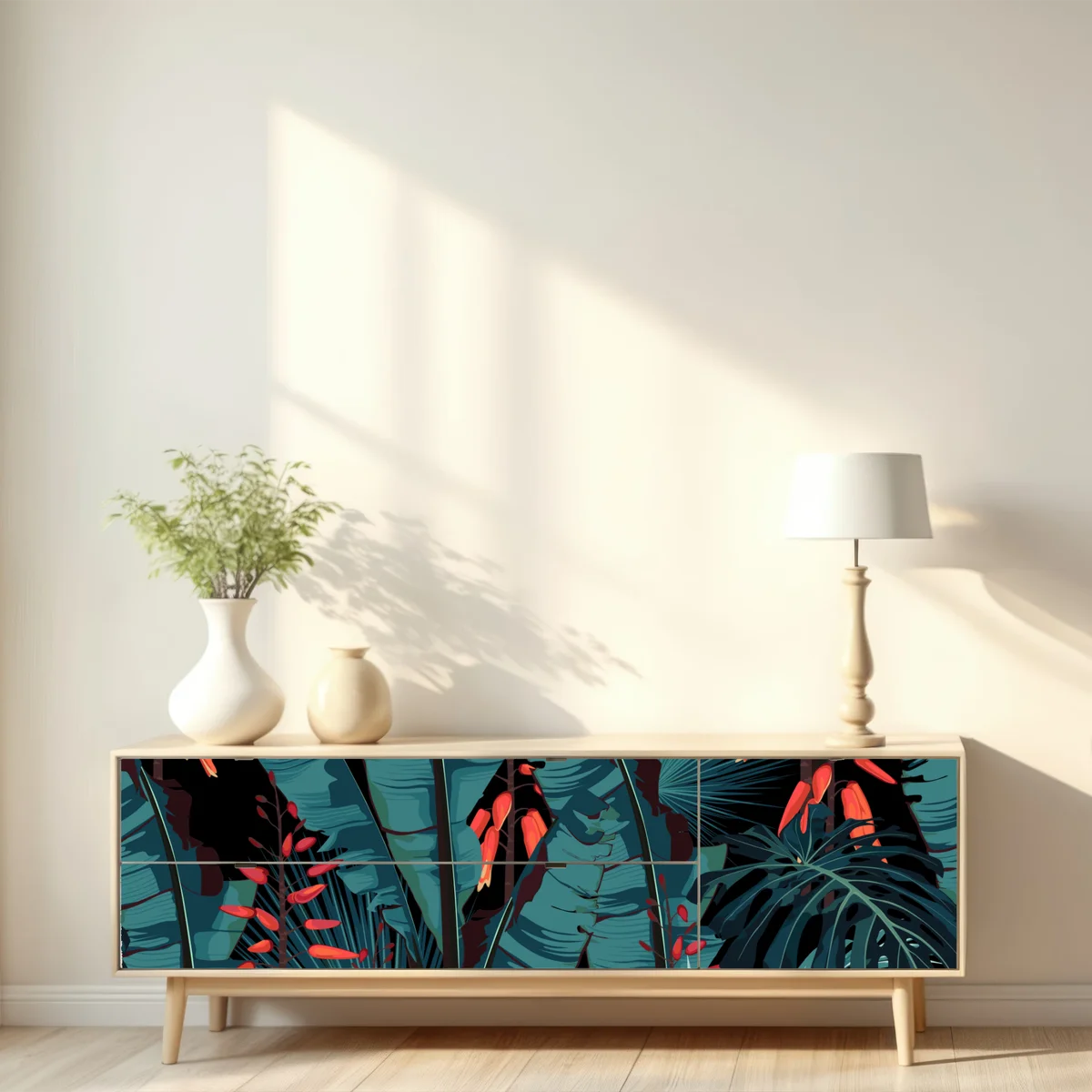 Repositionierbarer Aufkleber tropisches türkis dschungelmuster Repositionierbarer Aufkleber tropisches türkis dschungelmuster