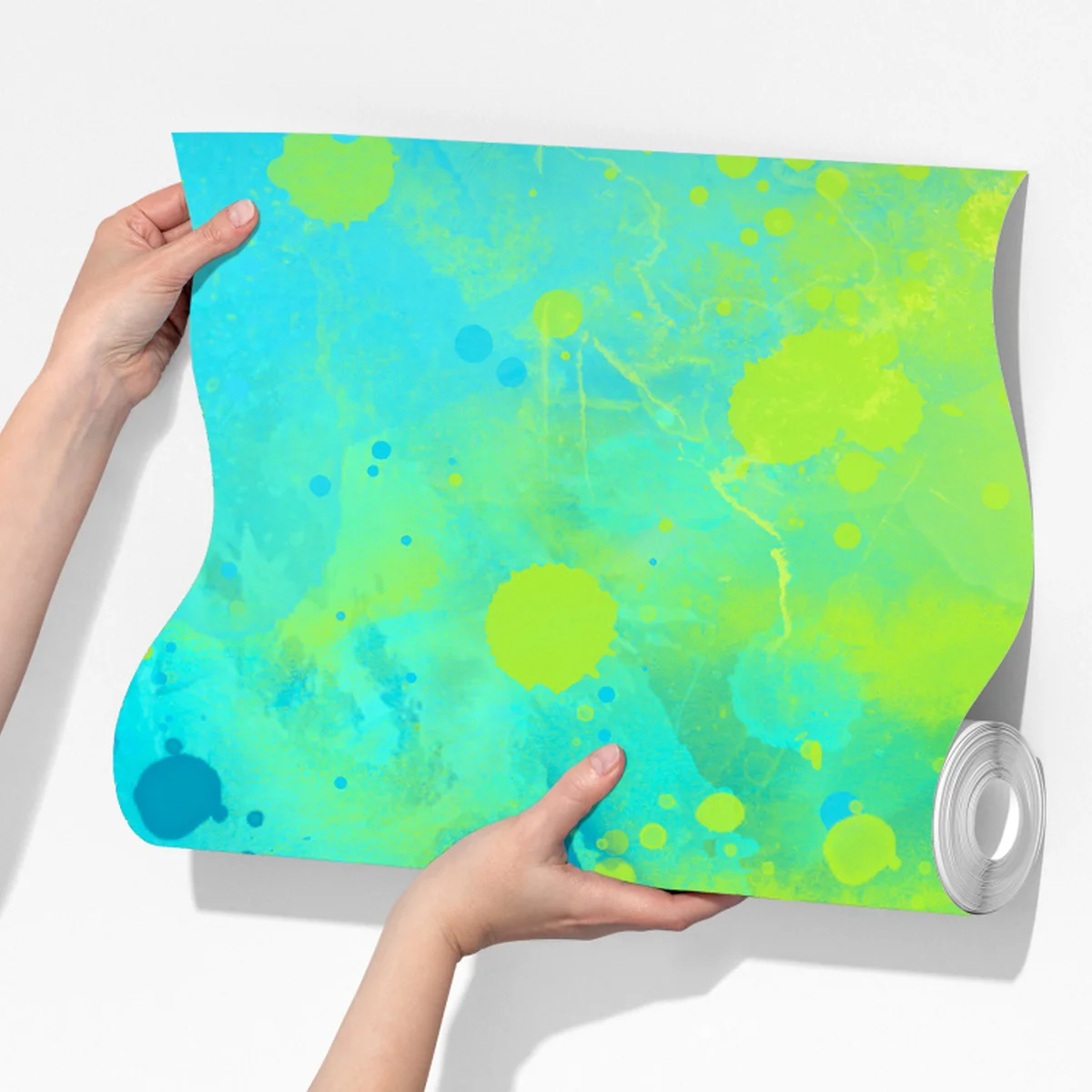 Fototapeta intensywna turkusowa akwarela z akcentem limonkowym Fototapeta intensywna turkusowa akwarela z akcentem limonkowym