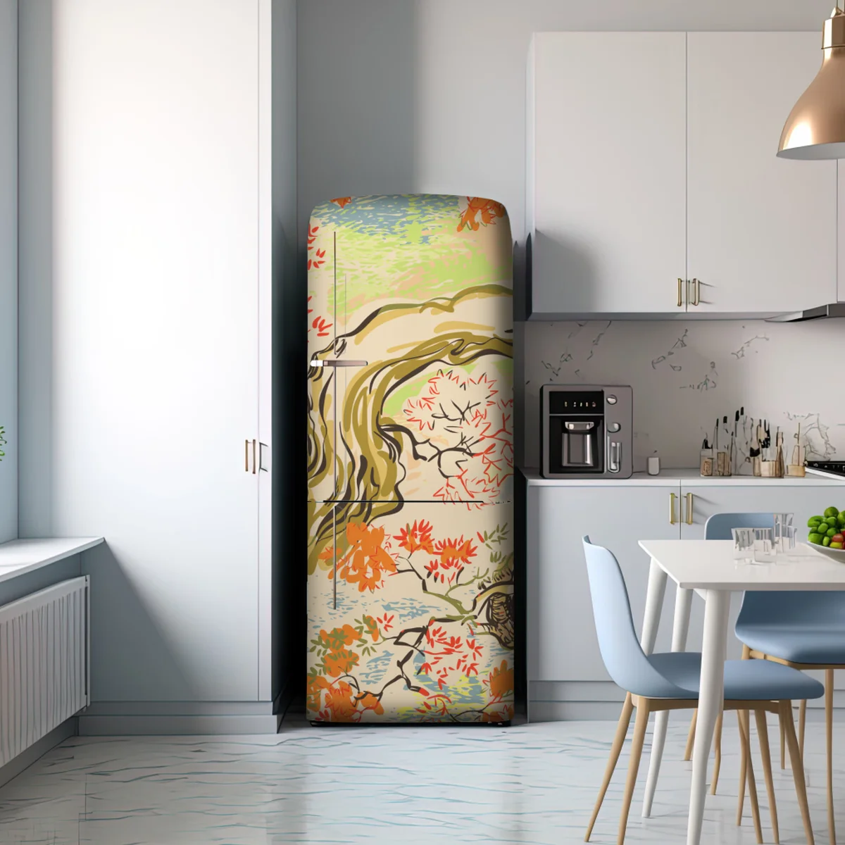 Kühlschrankaufkleber orientalisches baummuster mit blättern Kühlschrankaufkleber orientalisches baummuster mit blättern