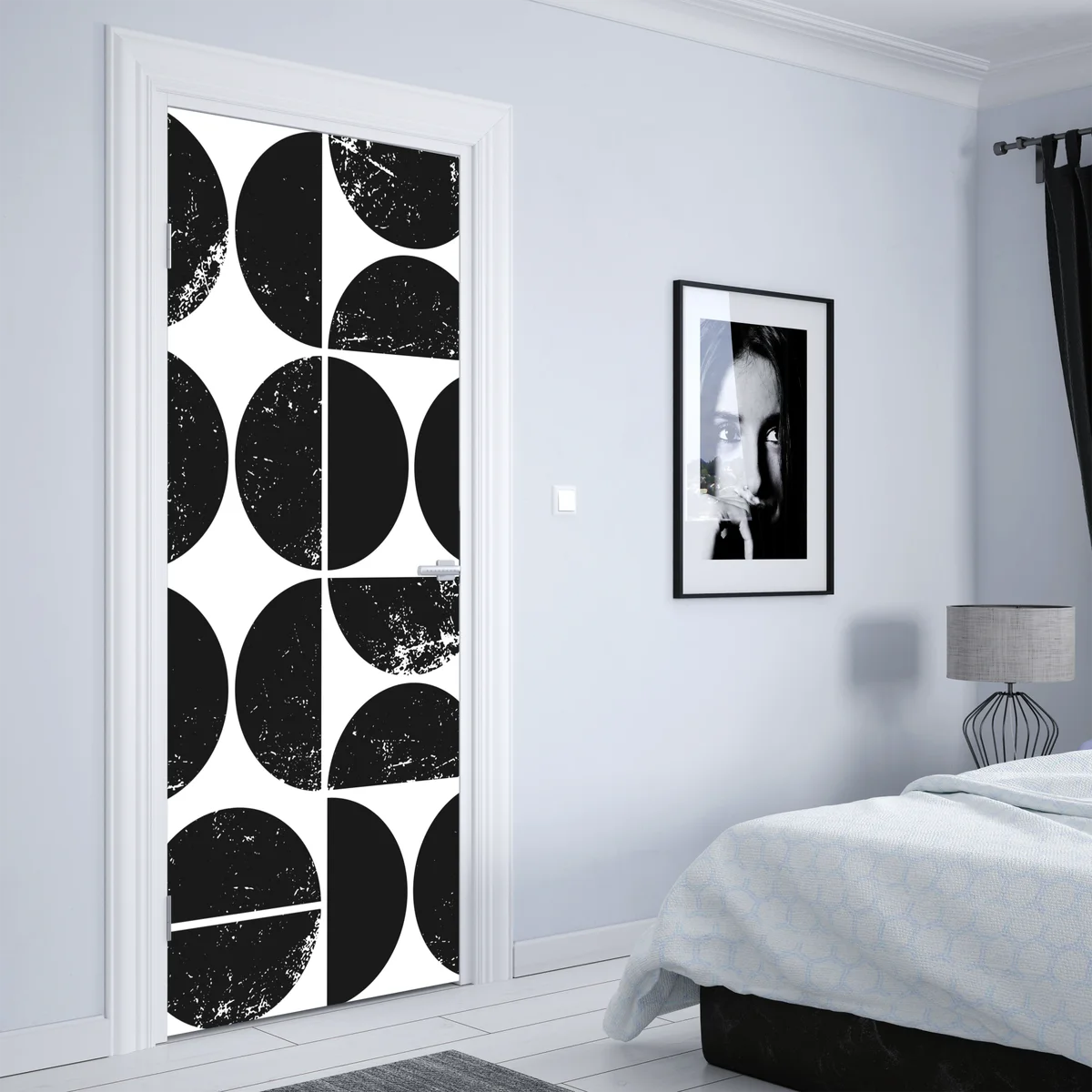 Türaufkleber schwarzes geometrisches kreismuster Türaufkleber schwarzes geometrisches kreismuster