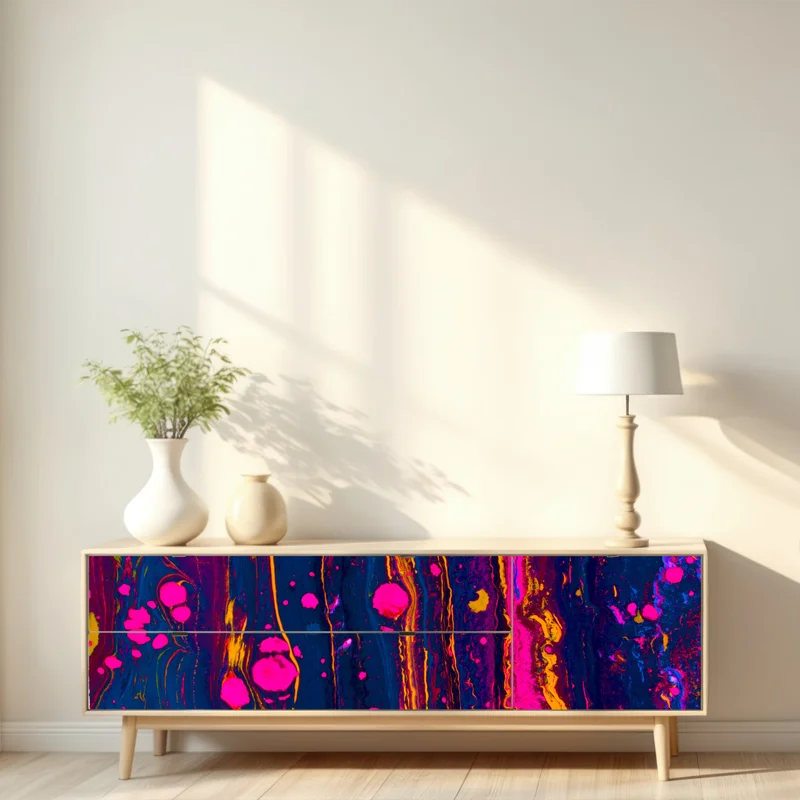 Repositionierbarer Aufkleber neon marmorierte abstrakte wandgrafik