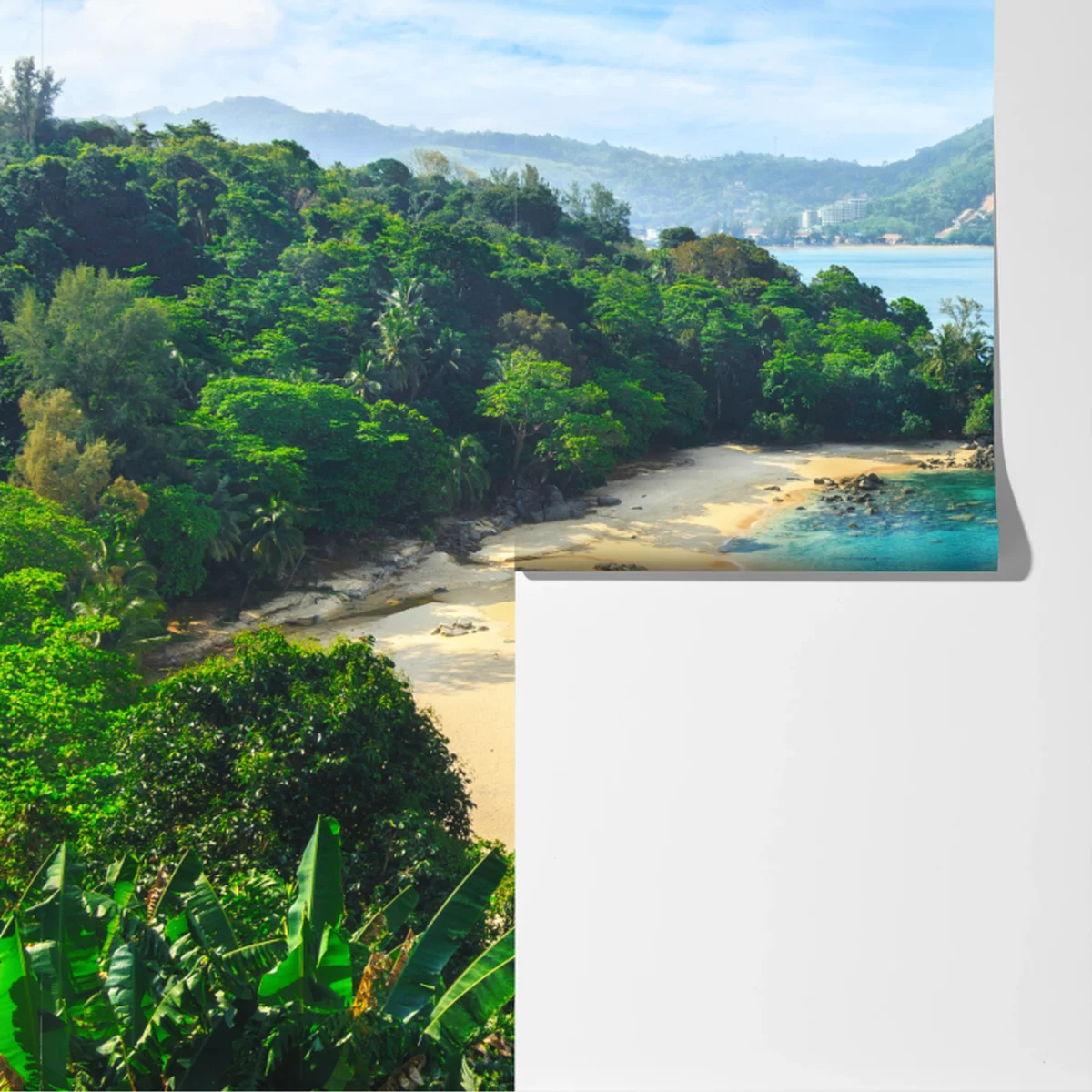 Fototapeta tropikalna turkusowa zatoka z palmami Fototapeta tropikalna turkusowa zatoka z palmami