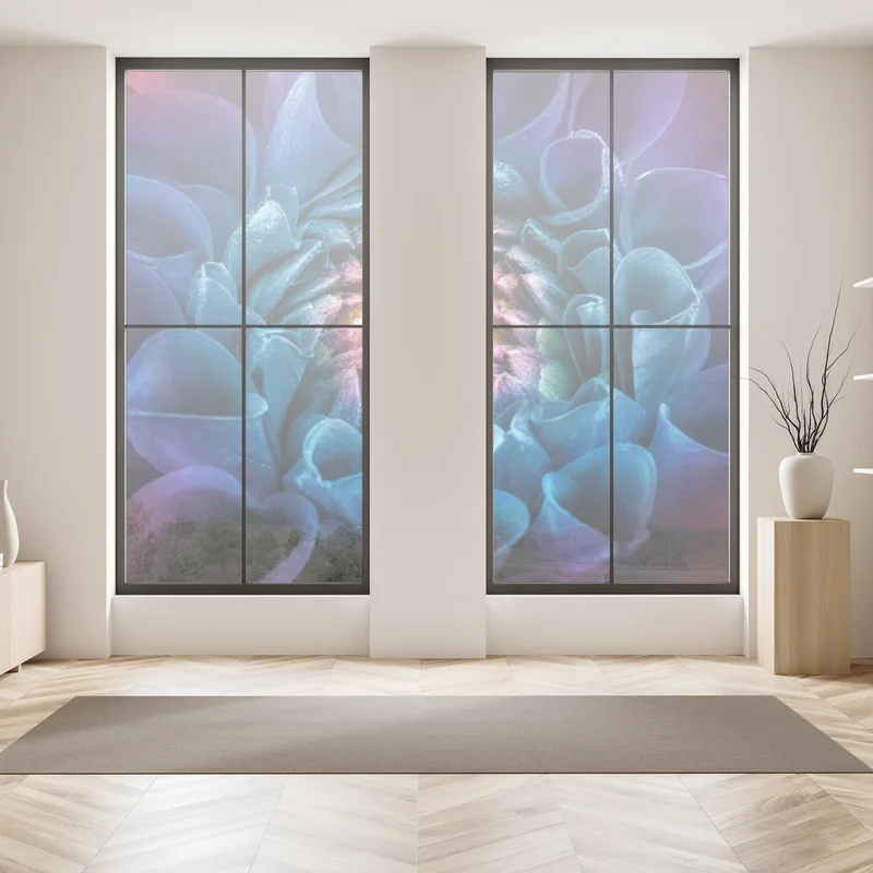 Fensteraufkleber leuchtende blaue chrysantheme nahaufnahme Fensteraufkleber leuchtende blaue chrysantheme nahaufnahme