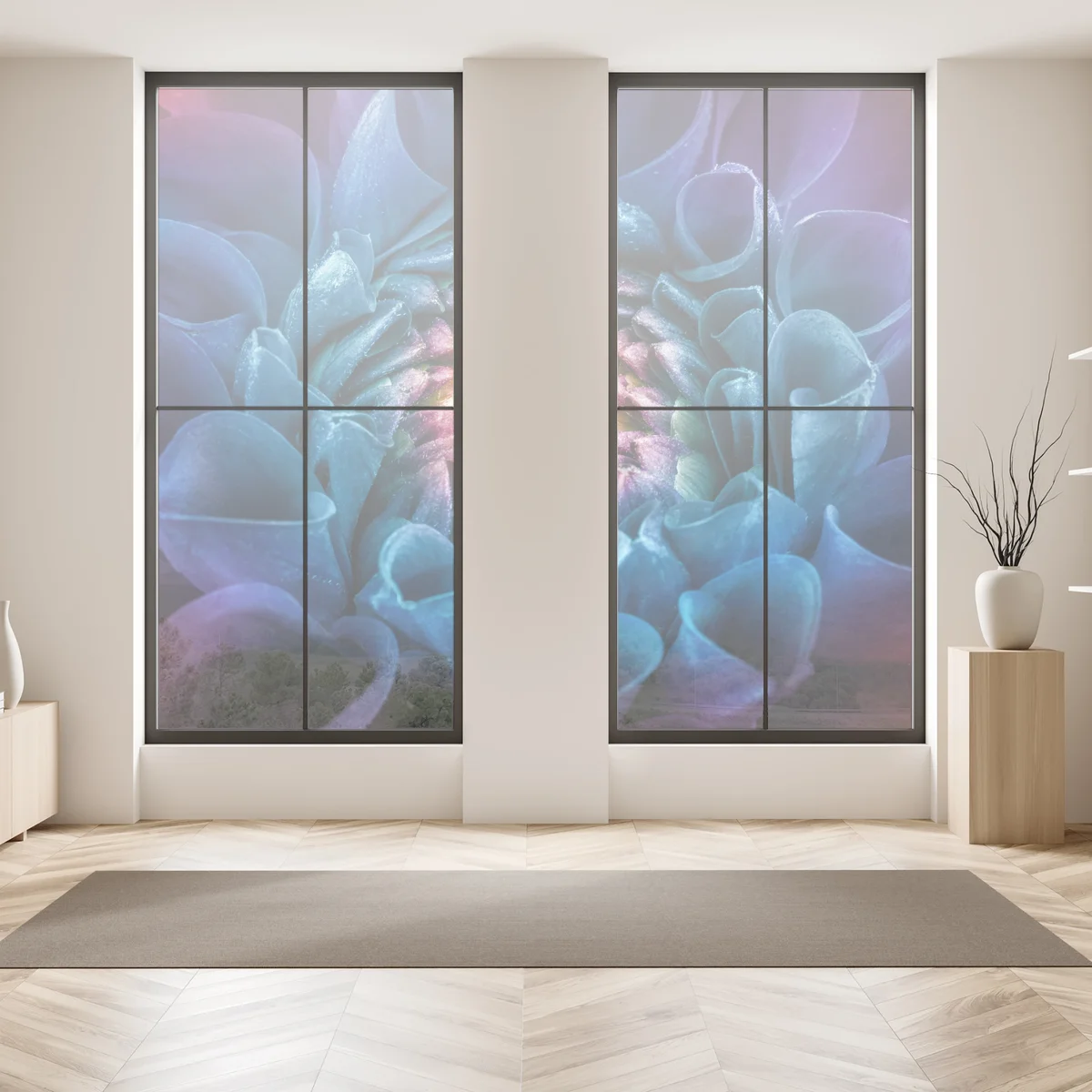 Fensteraufkleber leuchtende blaue chrysantheme nahaufnahme Fensteraufkleber leuchtende blaue chrysantheme nahaufnahme