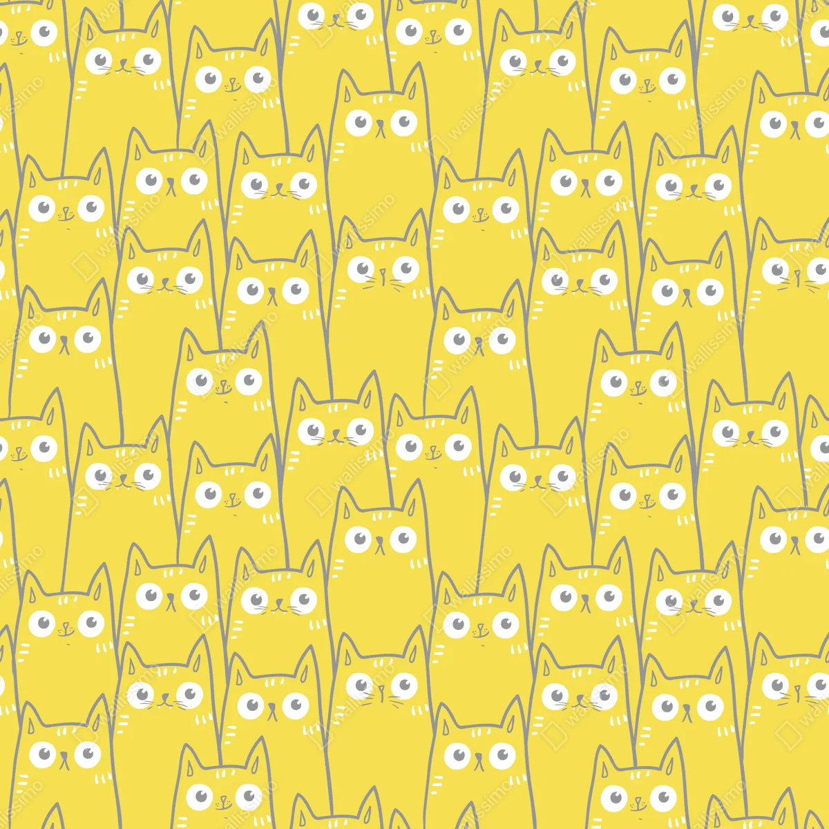 Schrankaufkleber fröhliches gelbes katzenmuster Schrankaufkleber fröhliches gelbes katzenmuster