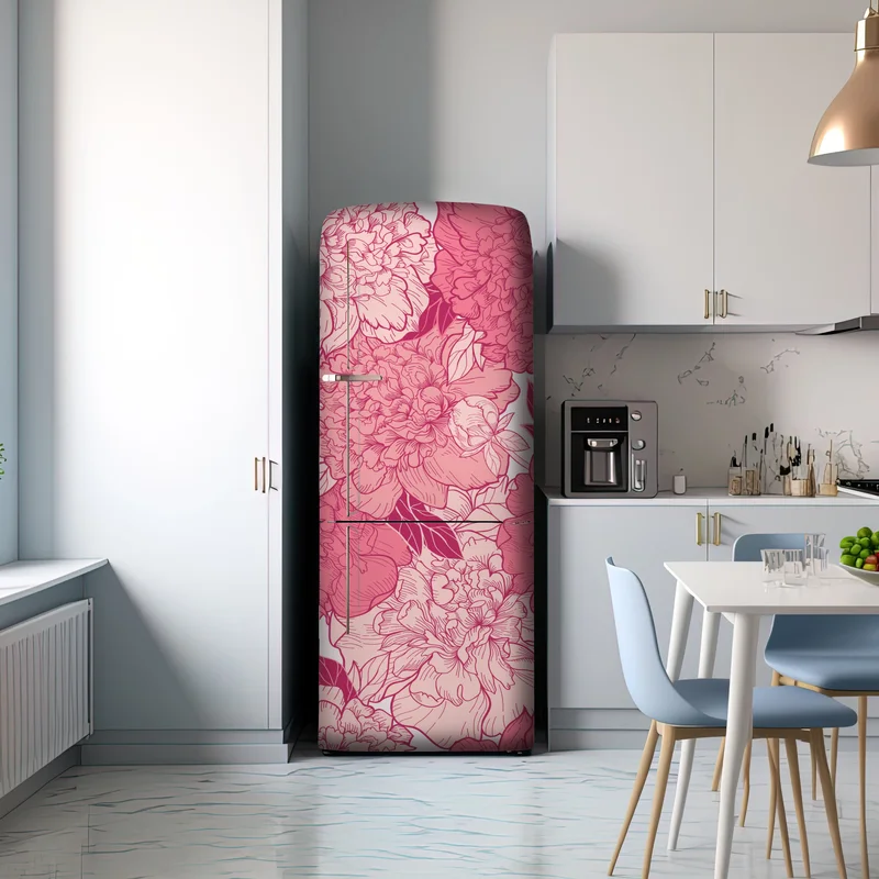 Kühlschrankaufkleber rosa pfingstrosenmuster