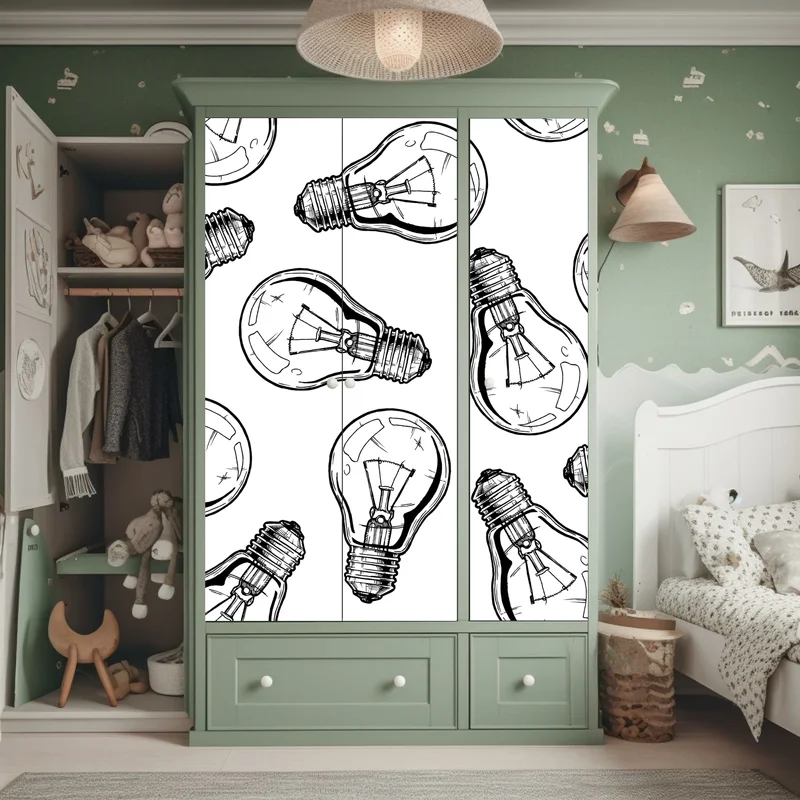 Schrankaufkleber handgezeichnetes glühbirnenmuster Schrankaufkleber handgezeichnetes glühbirnenmuster