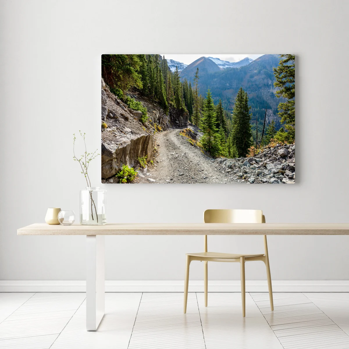 Leinwandbild bergpfad durch alpinen wald Leinwandbild bergpfad durch alpinen wald