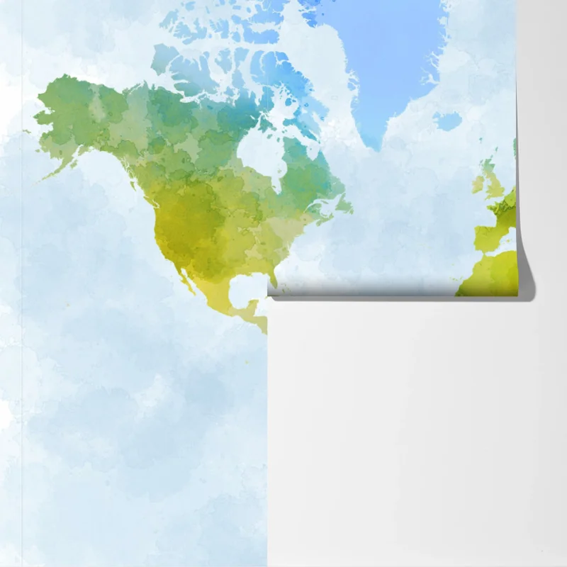 Fototapete aquarell-weltkarte in grün und blau Fototapete aquarell-weltkarte in grün und blau