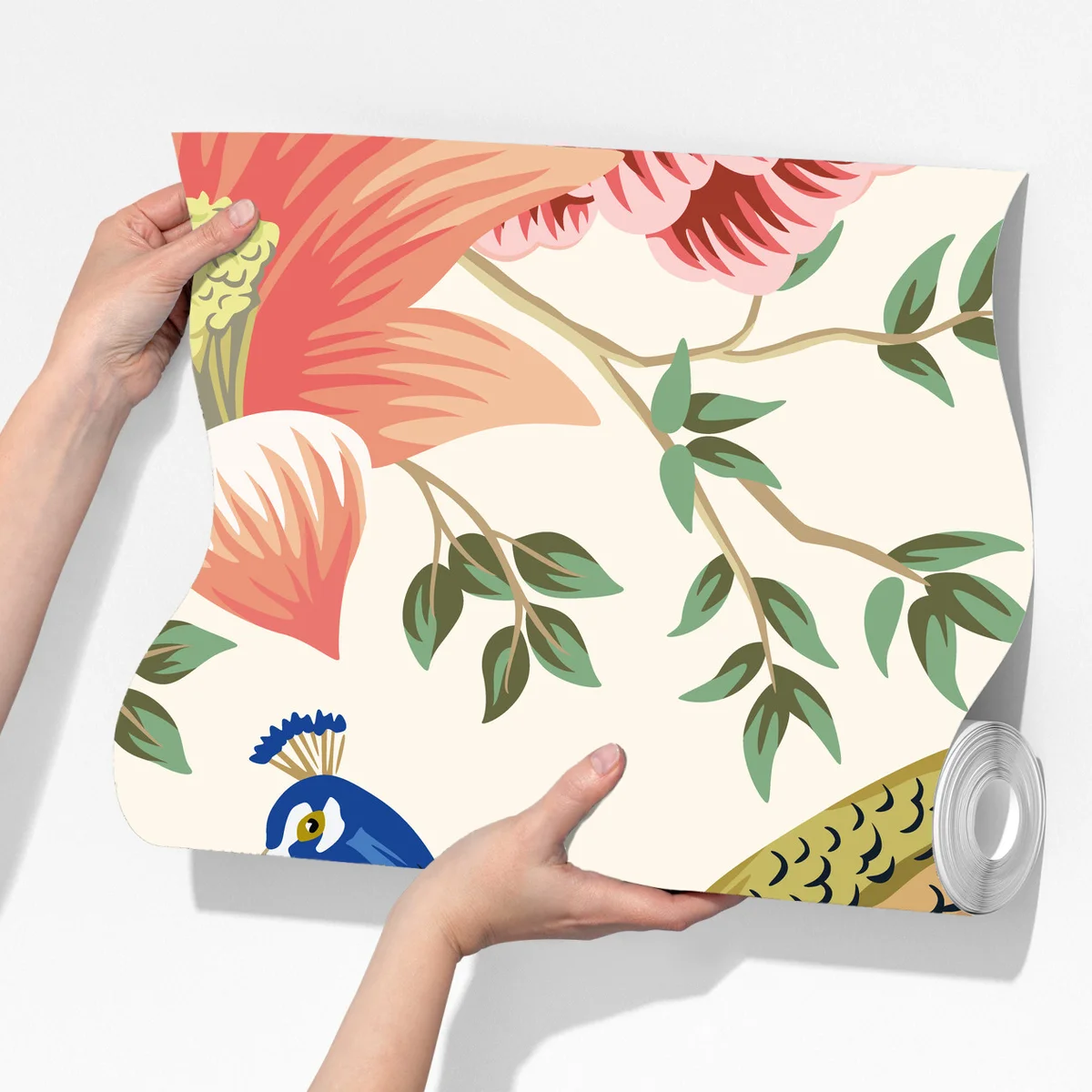 Fototapete elegantes pfauen- und blumenmuster Fototapete elegantes pfauen- und blumenmuster