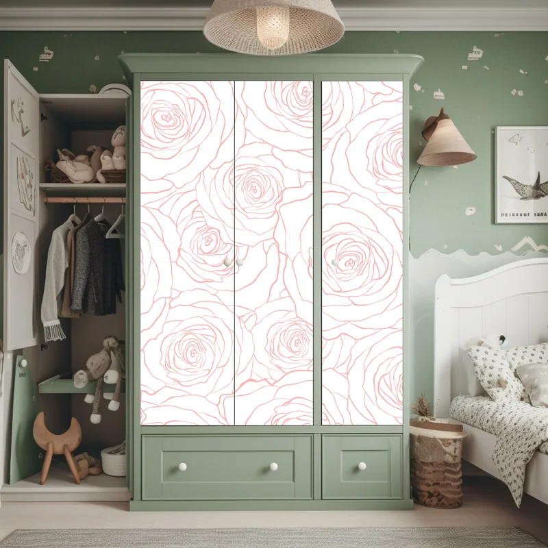 Schrankaufkleber zartes muster rosa rosen