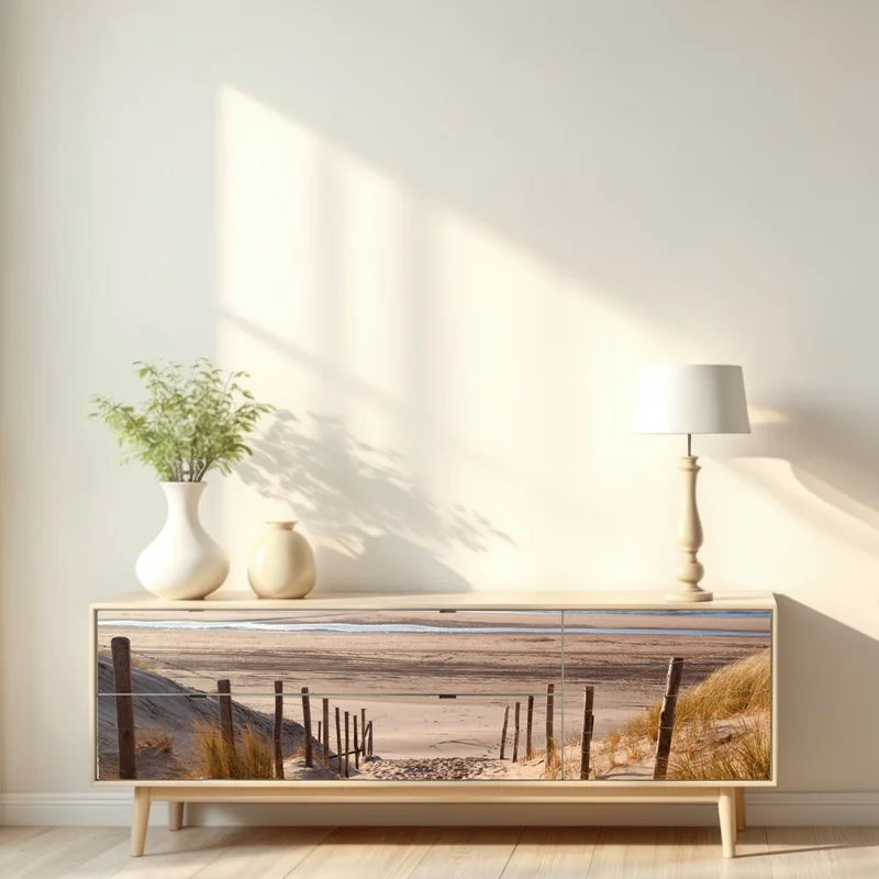 Repositionierbarer Aufkleber sonniger weg zur Nordsee