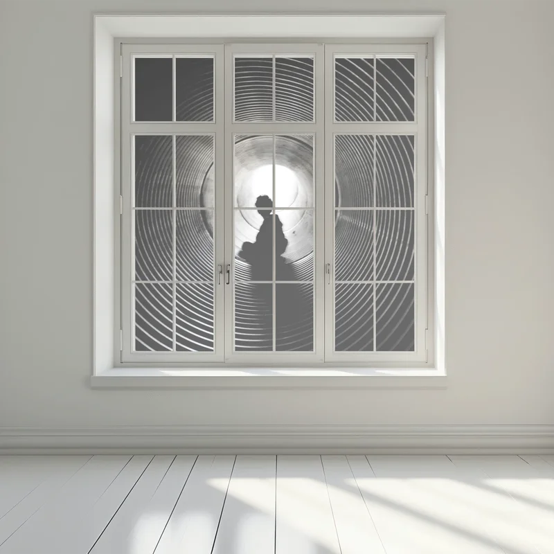 Fensteraufkleber silhouette in einem spiraltunnel