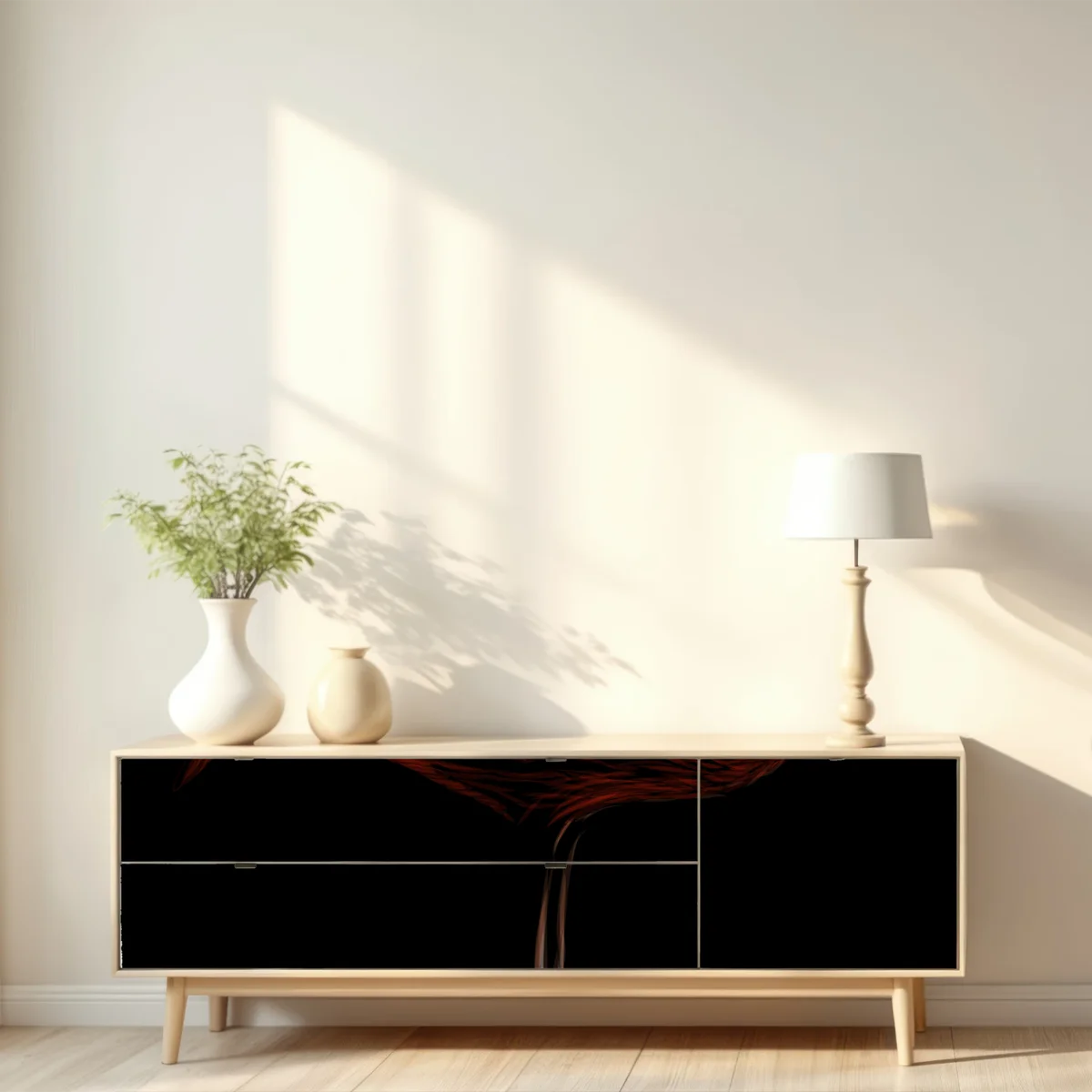 Repositionierbarer Aufkleber eleganter roter flamingo vor schwarzem hintergrund Repositionierbarer Aufkleber eleganter roter flamingo vor schwarzem hintergrund