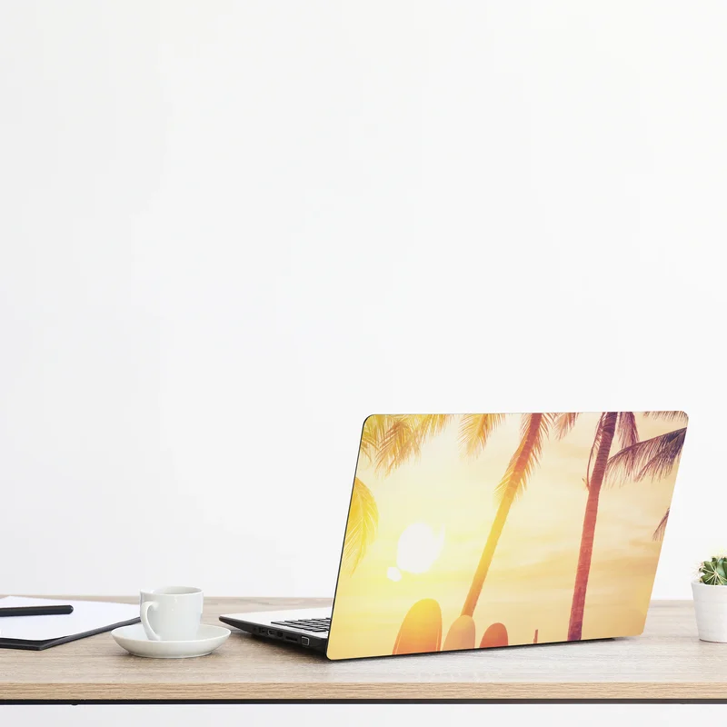 Laptop-Aufkleber tropischer sonnenuntergang mit surfboards Laptop-Aufkleber tropischer sonnenuntergang mit surfboards