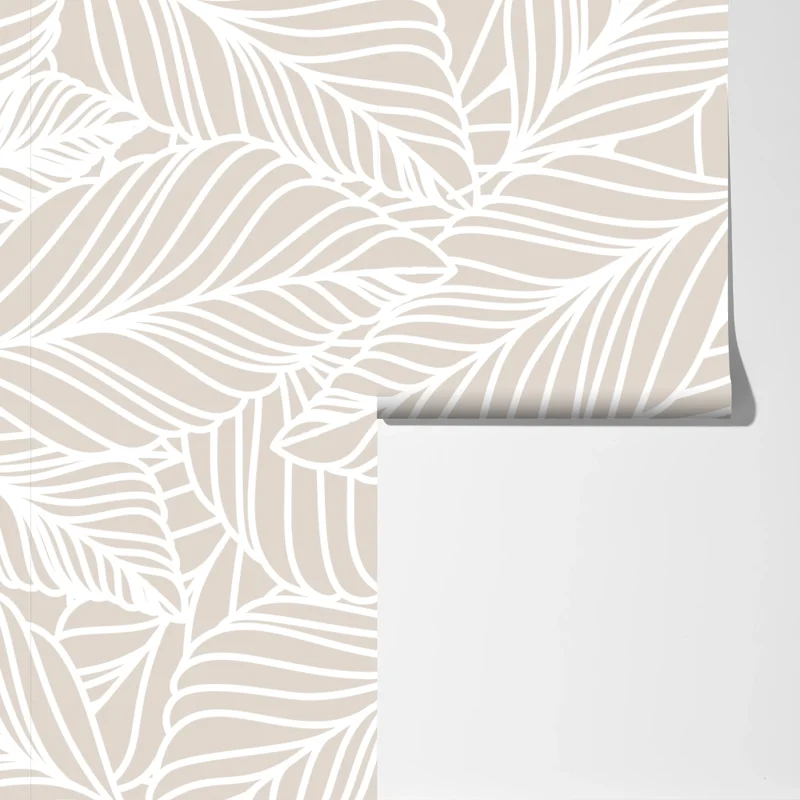 Fototapete beige botanisches blattmuster Fototapete beige botanisches blattmuster