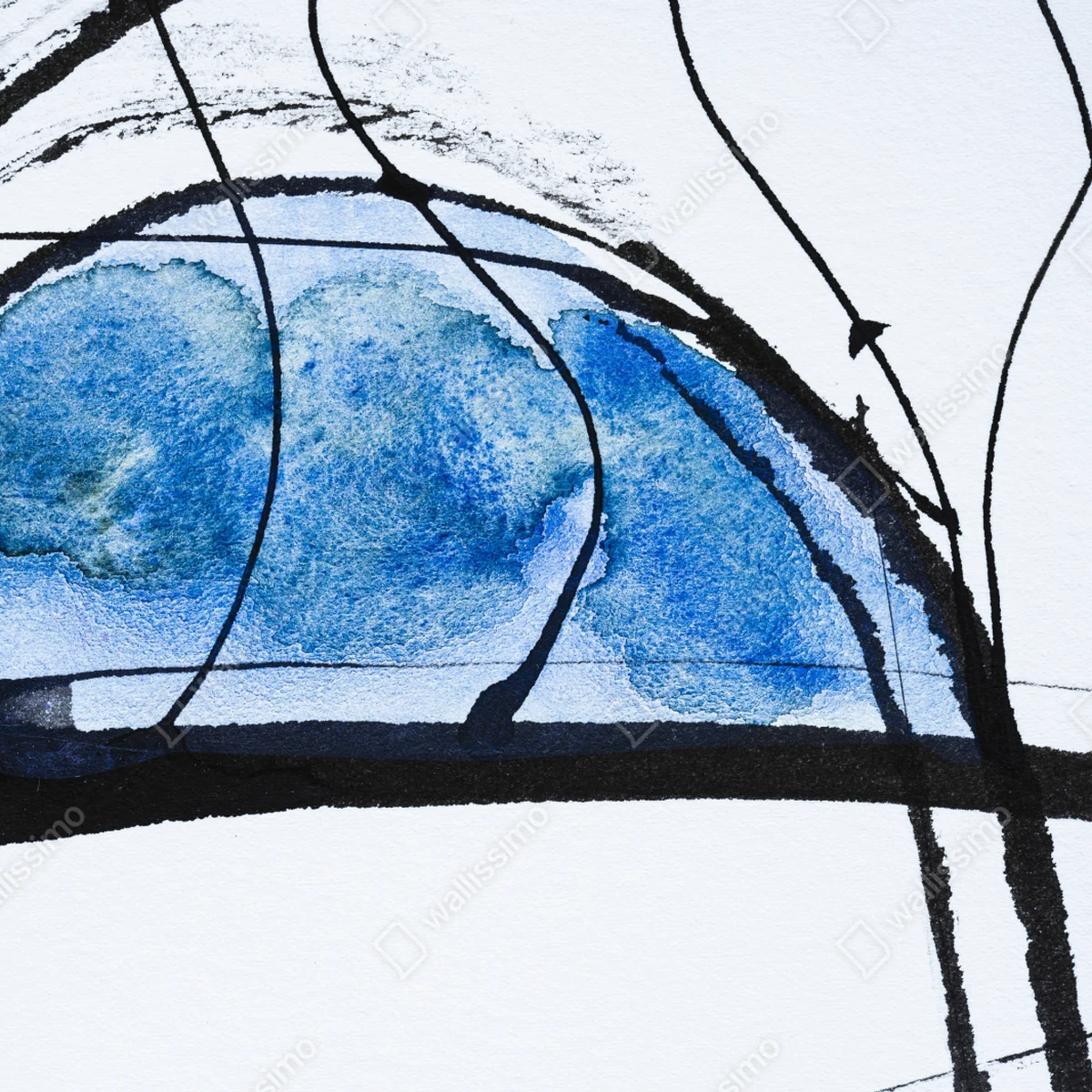 Poster blaue abstrakte tusche- und aquarellkomposition Poster blaue abstrakte tusche- und aquarellkomposition