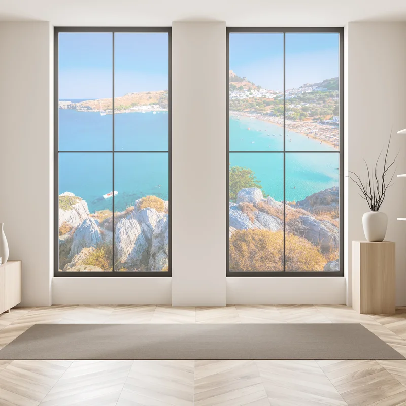 Fensteraufkleber türkisbucht in Lindos, Rhodos