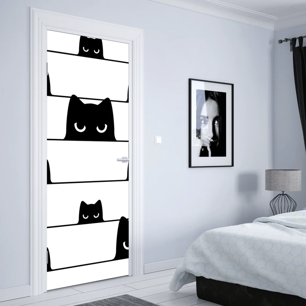 Türaufkleber verspielte katzen zwischen streifen Türaufkleber verspielte katzen zwischen streifen